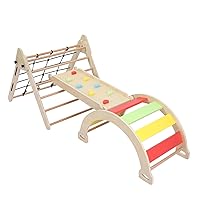 Kids' Indoor Climbers, Toddler Indoor Gym Playset, 3 in 1 Climbing Frame, Wooden, Folding Climbing, Foldable Climbing Triangle Ladder Toys with Ramp, for Boys and Girls
