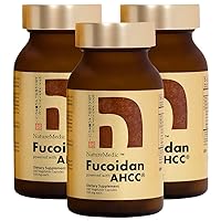 NatureMedic Fucoidan Powered with AHCC® Brown Seaweed Immunity Supplement with High Purity Organic Mekabu Mozuku Agaricus 3 Bottles - 480 Vegetable Capsules Made in Japan