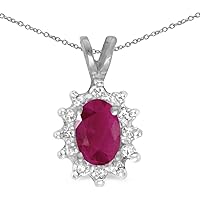 10k White Gold Oval Ruby And Diamond Pendant (chain NOT included)