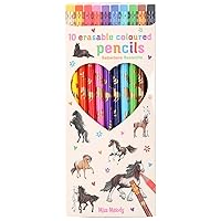 Miss Melody 10 Colored Pencils Set with Eraser for Girls, Horse Theme
