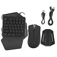 Half Hand Gaming Keyboard and Mouse Combo,One Handed RGB Gaming Keyboard and Mouse Combo,LED Backlit Half Keyboard Gaming Mouse Converter