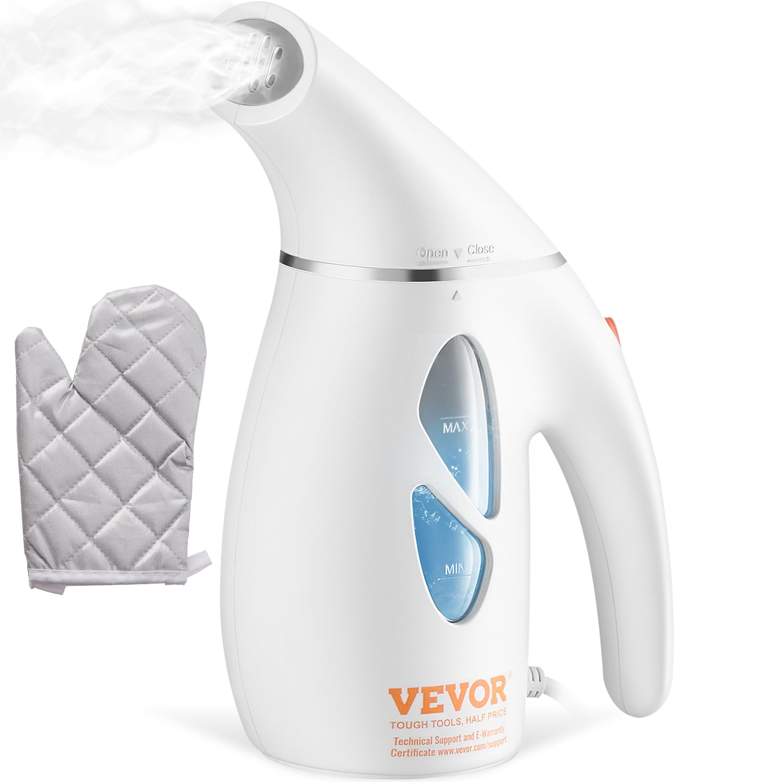 VEVOR Portable Handheld Fabric Steamer, 900W Quick Heat Steamer for Clothes, Wrinkle Remover Clothing Iron Intelligent Controller & Auto-Off & Large Detachable Water Tank, With Gloves