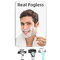 Shower Mirror Fogless for Shaving, Large(10.2x7.8in), Easy Install & Unbreakable & Super Thick, Shower Shaving Mirror Fogless for Men, (with 3 Razor Hooks)