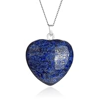 1pc Adabele Real Sterling Silver Blue Lapis Lazuli Gemstone Large Heart Drop Pendant Necklace 18 inch Healing Crystals Chakras Stone Jewelry Gift NK18-16