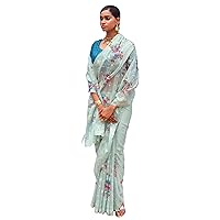 Indian Festival Saree Casual Wear Tissue Silk Sequence & Digital Print Saree Woman Muslim sari 2036 (5)