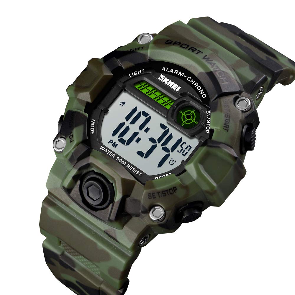 CakCity Boys Camouflage LED Sports Kids Watch Waterproof Digital Electronic Military Wrist Watches for Kids with Silicone Band Alarm Stopwatch Watches Age 5-10