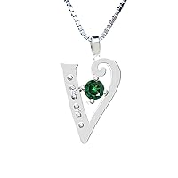 Sterling Silver Diamond Pendant Alphabet V