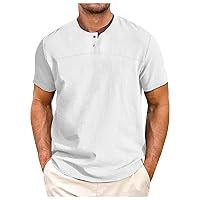 Men's Casual T Shirt Short Sleeve Linen Shirt Summer Beach Hippie T-Shirts Tops Blouse