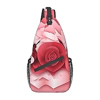 Sling Backpack Bag Valentine'S Day Background Print Crossbody Chest Bag Adjustable Shoulder Bag Travel Hiking Daypack Unisex