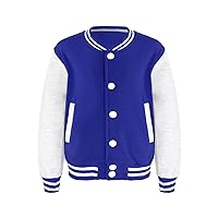 Kids Girls Boys Bomber Jacket Long Sleeves Baseball Uniform Jacket Athletic Cardigan Sweatshirt School Coat