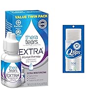 TheraTears Extra Dry Eye Drops 0.5 fl oz 2 Count with Q-Tips 100% Cotton Swabs 500 Count