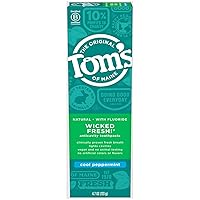 Tom's of Maine Natural Wicked Fresh Fluoride Toothpaste Cool Peppermint 4.70 oz (Pack of 4)4