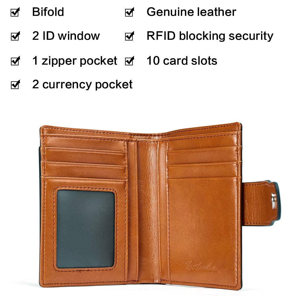 BOSTANTEN Women Leather Wallet RFID Blocking Small Bifold Zipper Pocket Wallet and Leather Briefcase Messenger Satchel Bags Laptop Handbags for Women