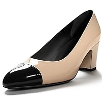 MUCCCUTE Classic Women's Pumps Round-Toe Mid Block Low Heel Dress Shoes Comfortable Office Work Formal Elegant Shoes