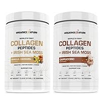 Collagen Peptides Powder with Irish Sea Moss Cappuccino and Vanilla Caramel Flavored 1 Each | Naturally Sourced Hydrolyzed Collagen 30 Servings