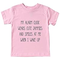 Toddler Girls and Boys T Shirt My Alarm Clock Wears Cute Jammies and Smiles at ME When Table Top Vanity for