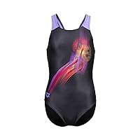 ARENA Feel Girls' Parrot V Back Swimsuit Waterfeel Fabric Comfortable Sporty Stretchy One Piece Suit Pool or Beach
