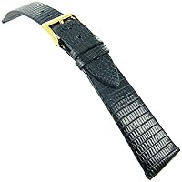 19mm T&C Genuine Lizard Navy Blue Made in Italy Flat Unstitched Watch Band 616