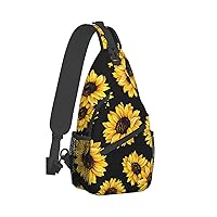 Sunflower Print Trendy Casual Daypack Versatile Crossbody Backpack Shoulder Bag Fashionable Chest Bag