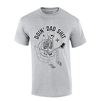 Mens Fathers Day Tshirt Doin Dad Sh!t Skeleton Toilet Funny Short Sleeve T-Shirt