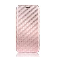 Carbon Fiber Case for Google Pixel 7/7 Pro, Ultra-Thin Leather Case, Flip Case with Card Holder Magnetic Closure Protective Cover Wallet,Pink,7Pro 6.7''
