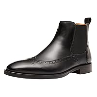 Men's Chelsea Boots Leather Formal Dress Boots For Men Business Casual Wingtip Ankle Boots