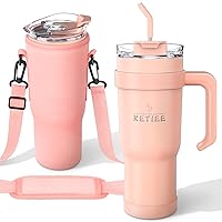 KETIEE 40 oz Tumbler with Handle Straw Lid and Carrier Bag, Leak-proof Stainless Steel Vacuum Insulated Travel Mug, Reusable Water Jug, Car Coffee Cups with Sleeve, Keeps Cold or Hot, Dishwasher Safe