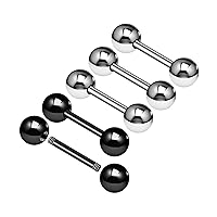 5PCS Steel Anodized Black Straight Barbell 20g 3mm Ball Rook Eyebrow Daith Cartilage Earrings Piercing Jewelry Pick Size