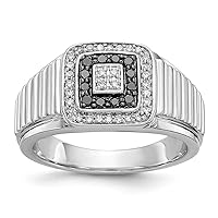 14k White Gold Black and White Diamond Mens Ring Size 10 Jewelry for Men