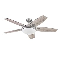 Ceiling Fans Carmel, 48 Inch Contemporary Indoor LED Ceiling Fan with Light, Remote Control, Dual Mounting Options, Dual Finish Blades, Reversible Motor - 51627-01 (Pewter)