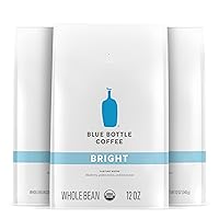 Blue Bottle Whole Bean Organic Coffee, Bright, Light Roast, 12 Ounce Bag (Pack of 3)
