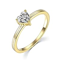 10/14/18K Gold Heart Engagement Ring for Women Moissanite Halo Rings for Her Wedding Promise Anniversary