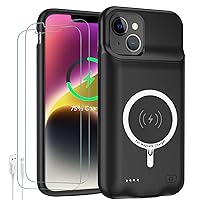 Battery Case for iPhone 14, Newest 10000mAh High Capacity Rechargeable Portable Protective Extended Charger Case Wireless Charging Compatible with iPhone 14 (6.1 inch) Charging Case & Carplay (Black)