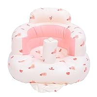 Baby Inflatable Seat, Bunny Print Soft Wrap Around Infant Back Support Sofa Sitting Up Inflatable Chair Seat with Air Pump
