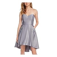 Womens Silver Sleeveless Short Fit + Flare Formal Dress Juniors Size: 0