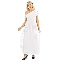 ACSUSS Women's Elegant One Shoulder Ruffled Waist Chiffon Long Bridesmaid Dress