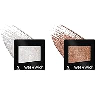 wet n wild Color Icon Glitter Single - Bleached and Color Icon Glitter Eyeshadow Shimmer Nudecomer Bundle