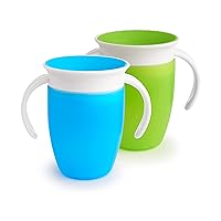 Munchkin® Miracle® 360 Trainer Cup, 7 Ounce, 2 Pack, Green/Blue