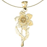 Jewels Obsession Silver Flower Necklace | 14K Yellow Gold-plated 925 Silver Daffodil Flower Pendant with 18