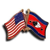 AES Wholesale Pack of 3 USA American & Swaziland Country Flag Bike Hat Cap lapel Pin