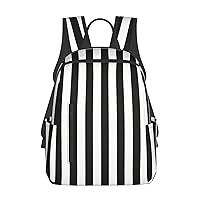 Black And-White Stripes Print Large-Capacity Backpack, Simple And Lightweight Casual Backpack, Travel Backpacks