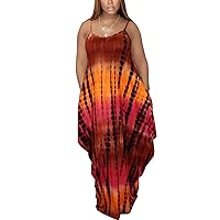 Women's Casual Maxi Dresses Summer Loose Sleeveless Floor Length Plus Size Sundresses with Pockets