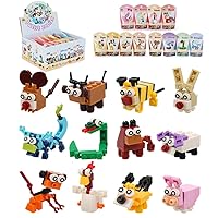 Party Favors for Kids Goodie Bag Fillers, 12 Animals Building Blocks Birthday Party Supplies Gifts Prizes Stocking Stuffers , STEM Educational Toys Easter Gift for Boys Girls