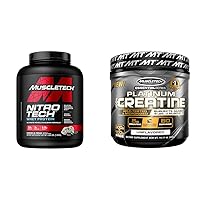 Whey Protein Powder Nitro-Tech Whey Protein Isolate & Creatine Monohydrate Powder Platinum Pure Micronized Muscle Recovery + Builder for Men