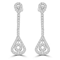 2.76 ct Ladies Round Cut Diamond Drop Chandelier Earrings In 14 Kt White Gold