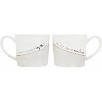 Pavilion Gift Company - Let's Have Coffee Together - 15-ounce Ceramic Iridescent Mug Set, Couple Gifts For Him and Her, Unique Wedding Gift, Engagement Gifts, 1 Count, White