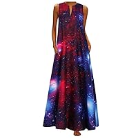 Women's Sexy Dresses Date Night Casual Sleeveless Cotton-Blend Printed Floral with Pocket Dress Summer Vintage Dress