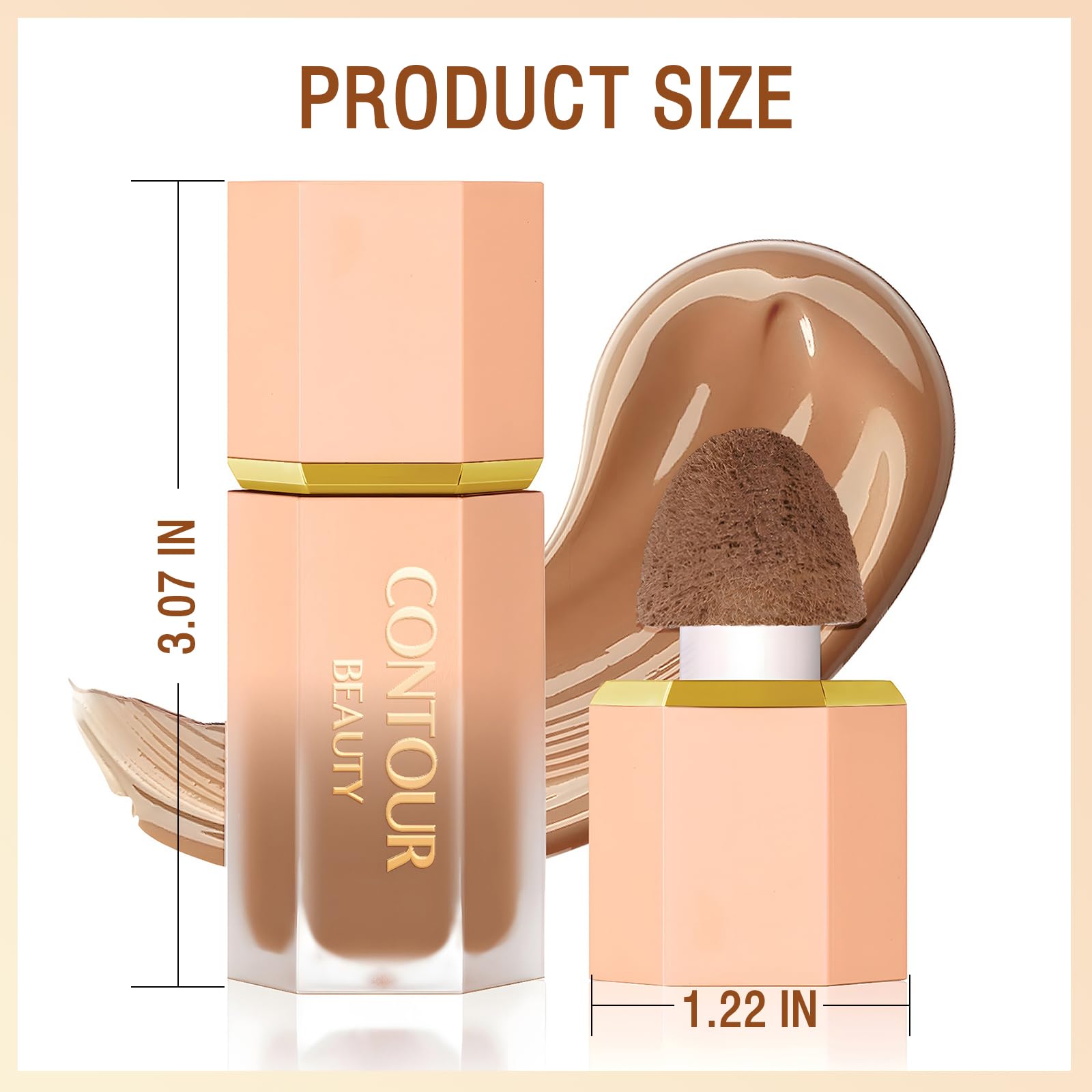 HOSAILY Liquid Contour Stick, Soft Cream Contour Makeup, Liquid Bronzer Face Concealer Matte Contouring with Cushion Applicator, Long Lasting Silky Face Contour Cream Bronzer Contouring Makeup (101)