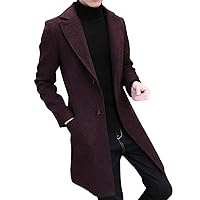Men's Jackets Plus Size Trench Coat For Men Slim Fit Notched Collar Long Jacket Overcoat Single Breasted Pea Coat