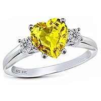 Star KSterling Silver 8mm Heart Shape Three Stone Promise Ring